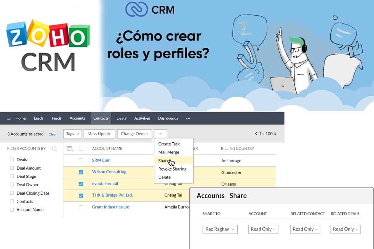 Imagen de cómo crear roles y perfiles en Zoho CRM