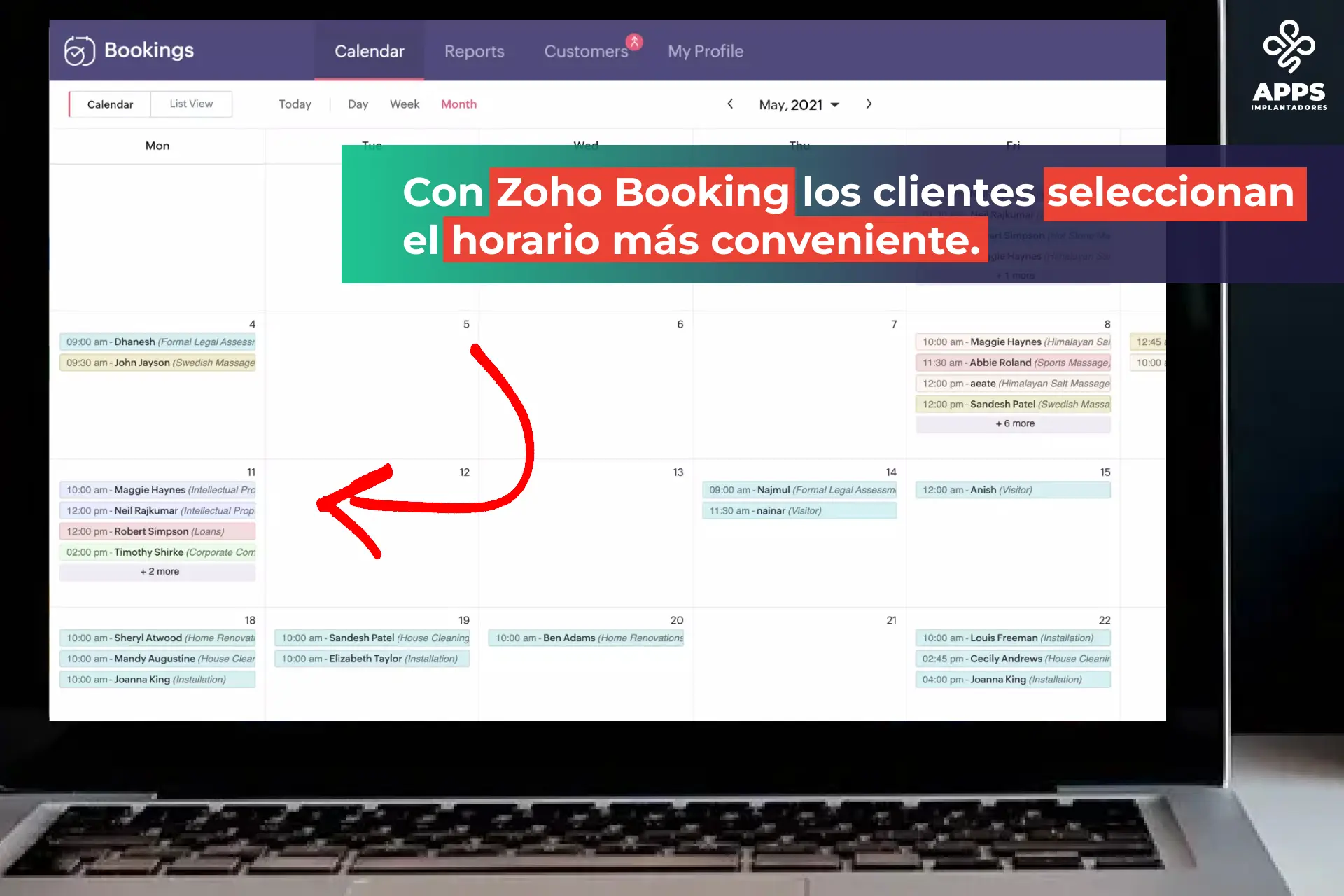 Zoho Booking calendario tiempo real