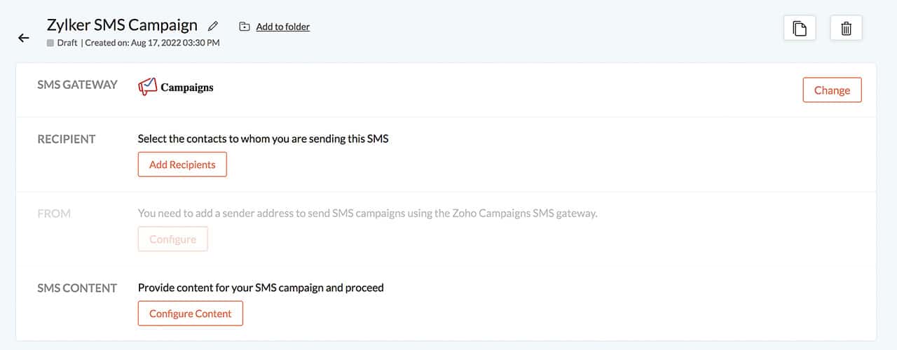 Zylker SMS Campaign