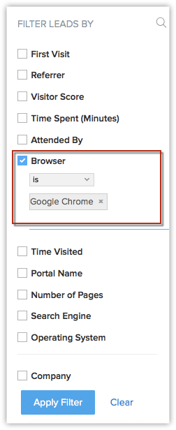 advanced filters browser