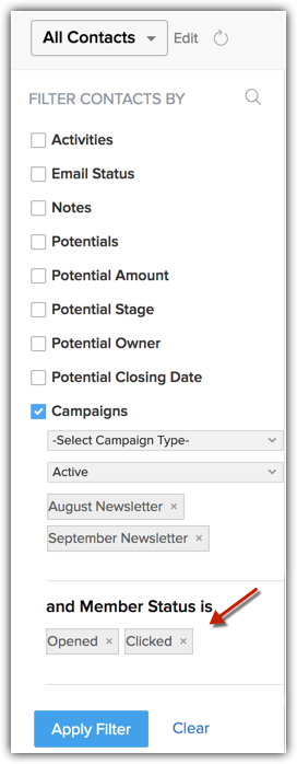campaigns advanced filters