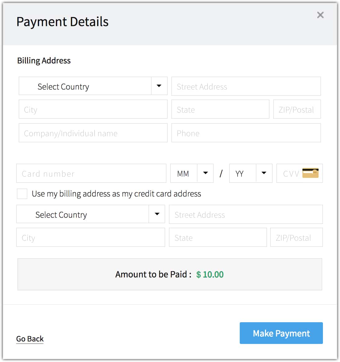 payment details